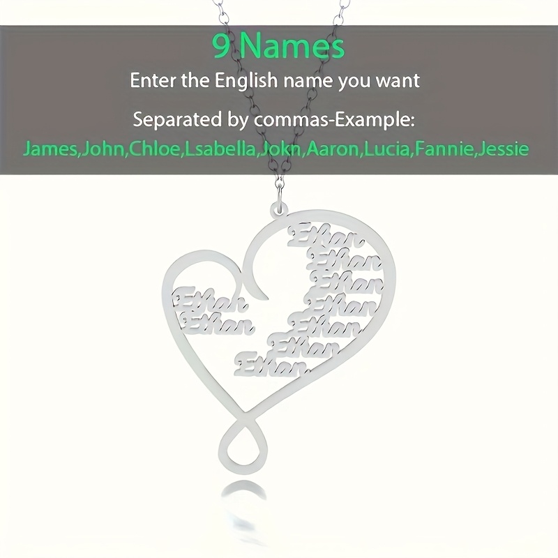 Custom Name Heart Pendant Necklace — Unisex Personalized Gift